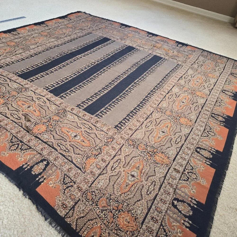 Large Lightweight Wool Scarf Earth Tones